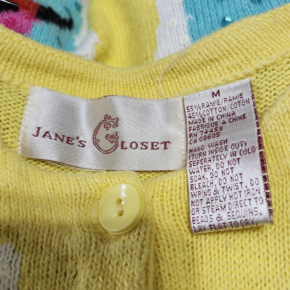 Vintage Jane's Closet Colorful Flamingo Sweater Cardigan Size‎ Medium - Picture 4 of 4